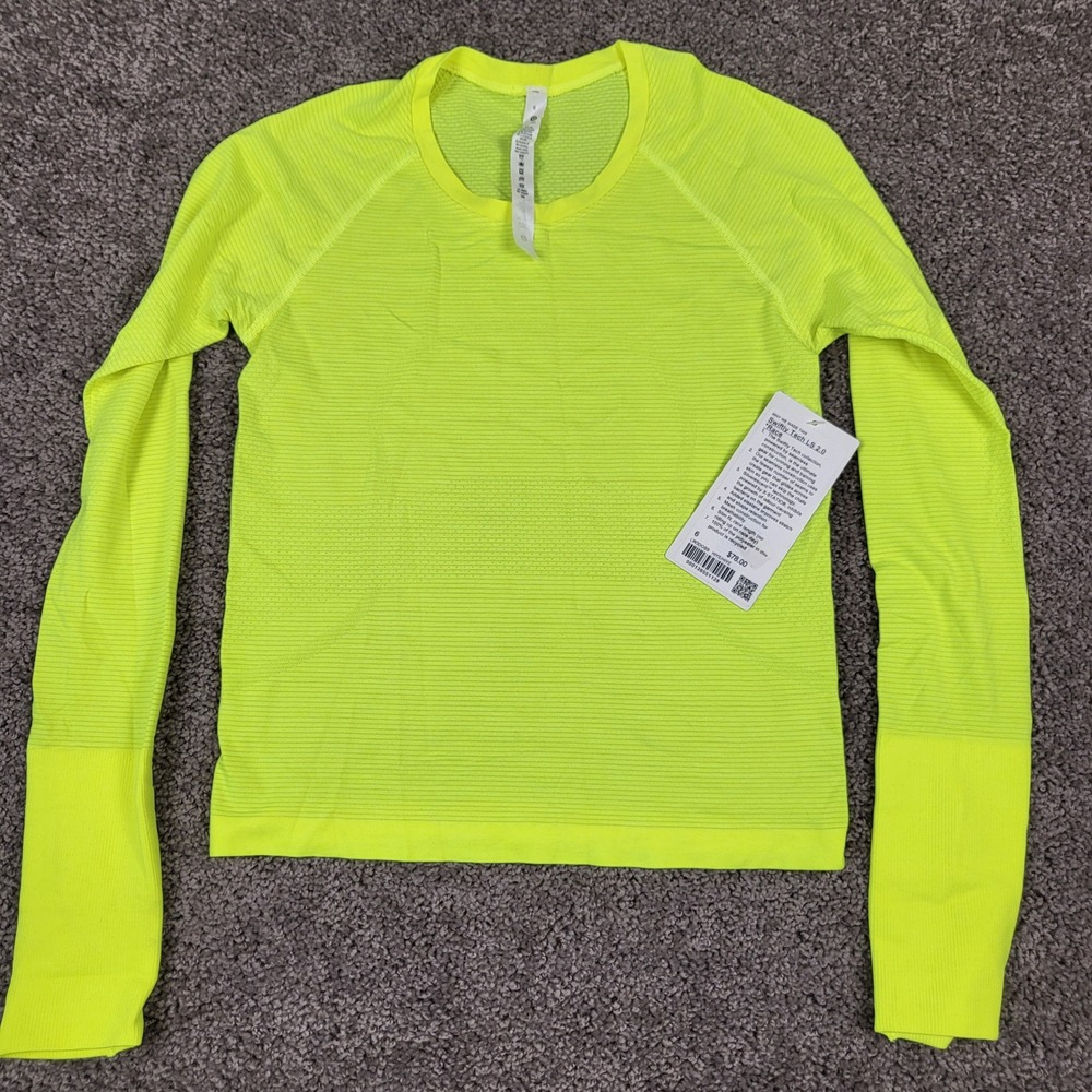 Lululemon Swiftly Tech LS 2.0 Race Women 6 Yellow NEW Flaw LW3DOBS HIYE - Picture 1 of 9
